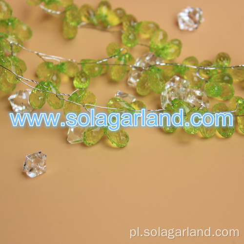Zielone fasetowane koraliki w kształcie łzy Deco Rope Garland